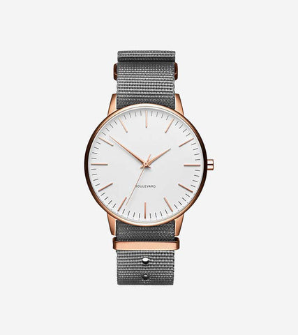 Simple Women Men Watch Leather Strap Ladies Gentlemen Dress Wrist Watch Grey-Rose Gold