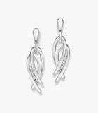 Women's Silver Stone Flower Bridal V-Necklace Set Tennis Bracelet Dangle Earrings