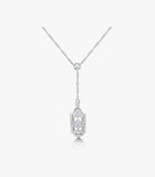 Women's Silver Stone Flower Bridal V-Necklace Set Tennis Bracelet Dangle Earrings